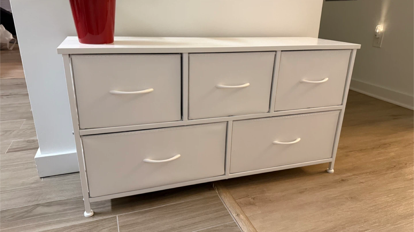 White 5-Drawer Fabric Dresser