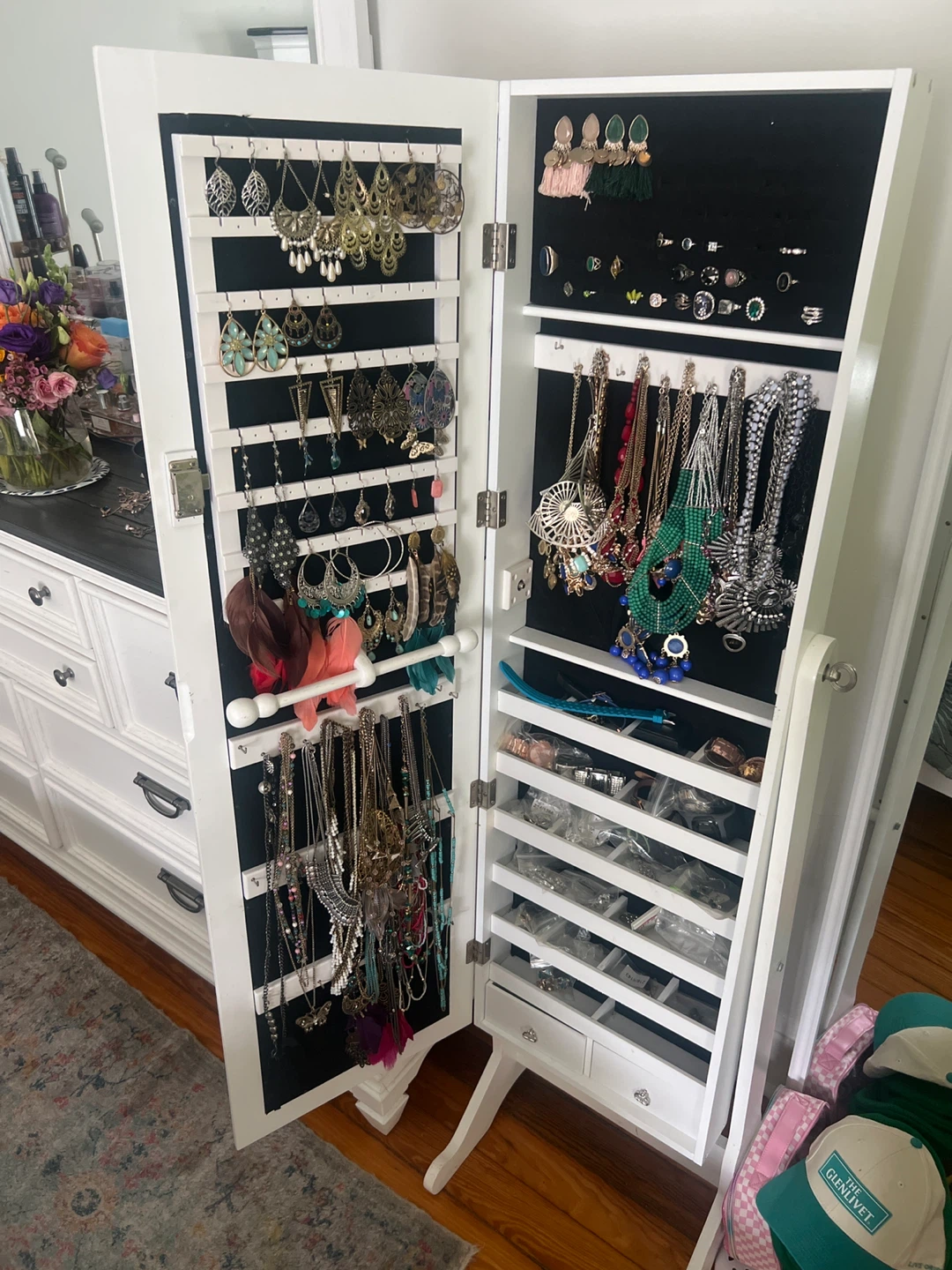White Jewelry Armoire with Mirror - photo 2