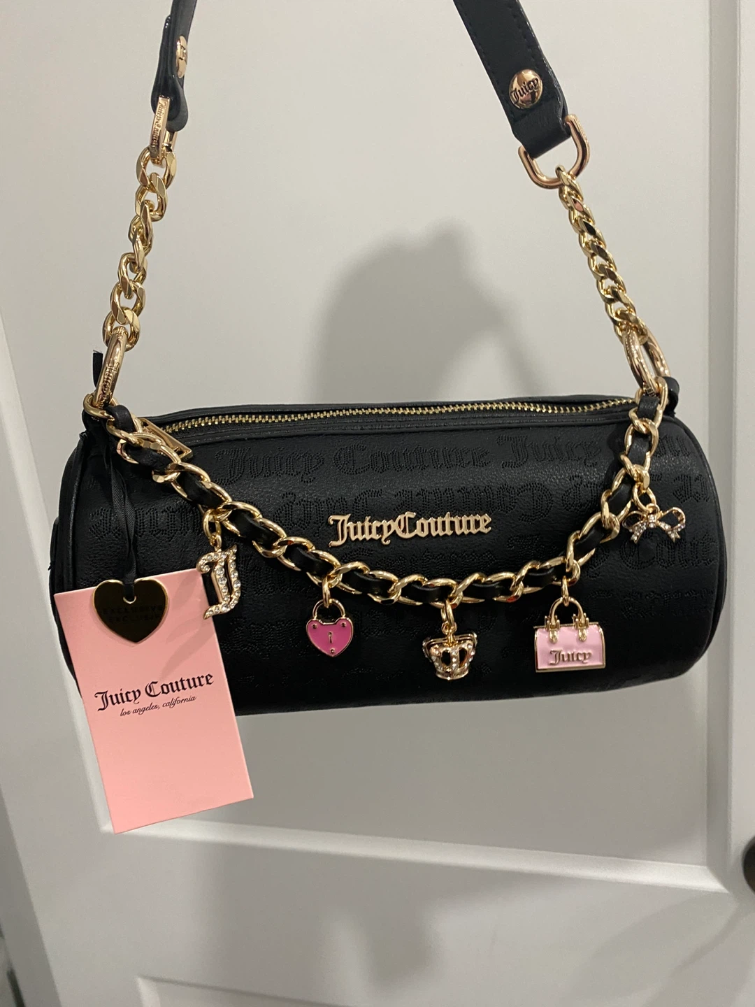 Juicy Couture Black Barrel shoulder Bag with Charms s
