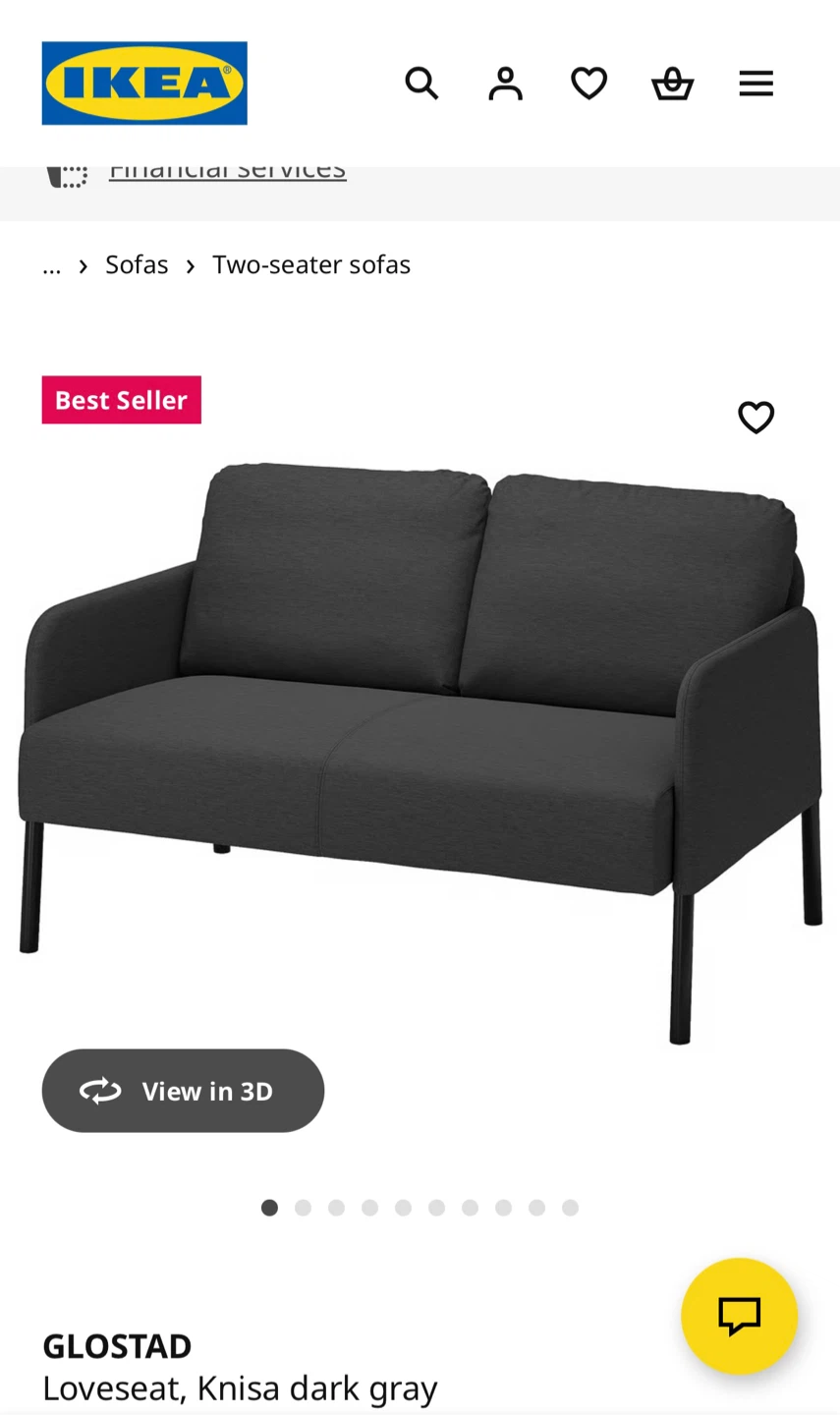 IKEA GLOSTAD Loveseat - Knisa dark gray - photo 2