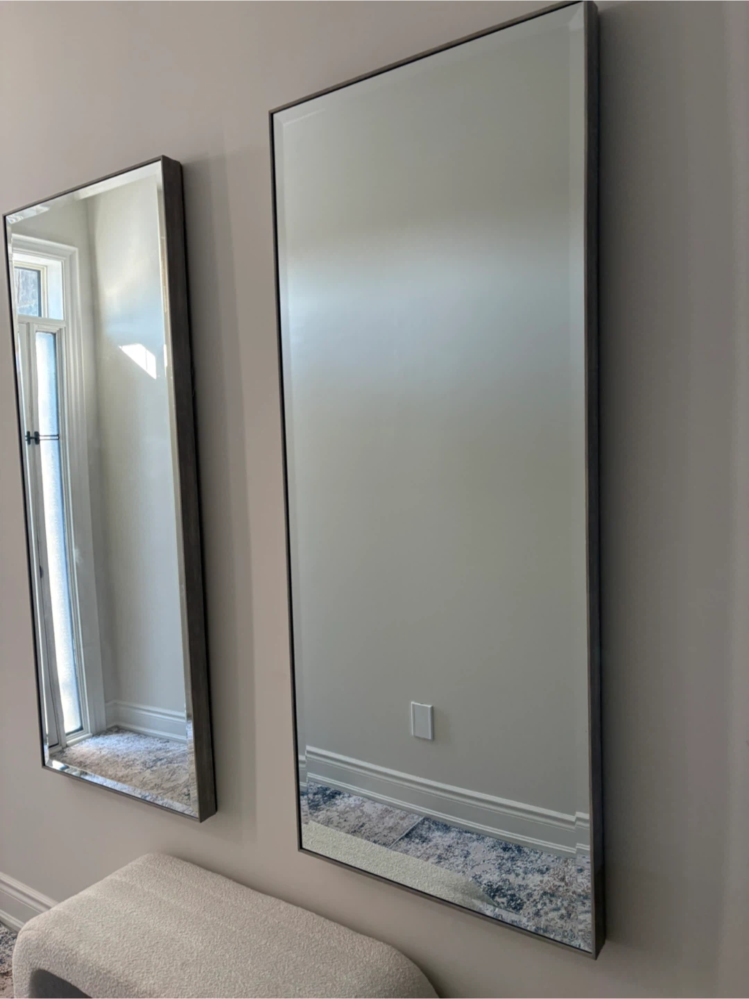 Tall Rectangular Wall Mirror with Grey Frame