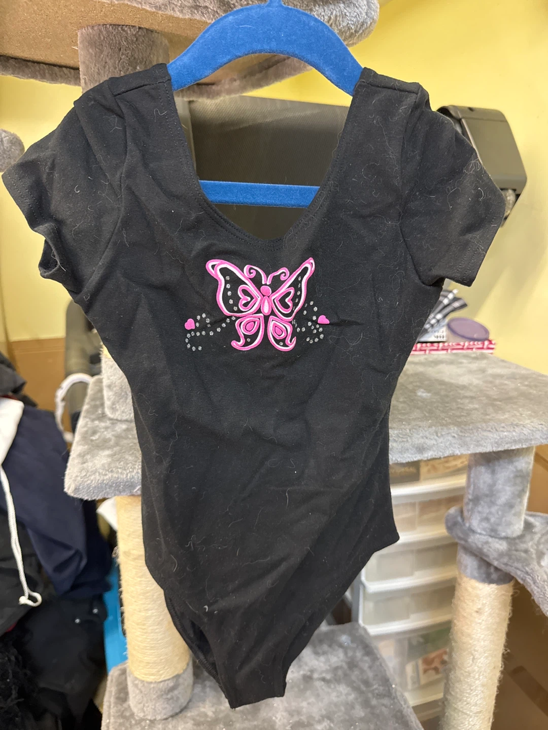 Black Leotard with Pink Butterfly Size 8-10