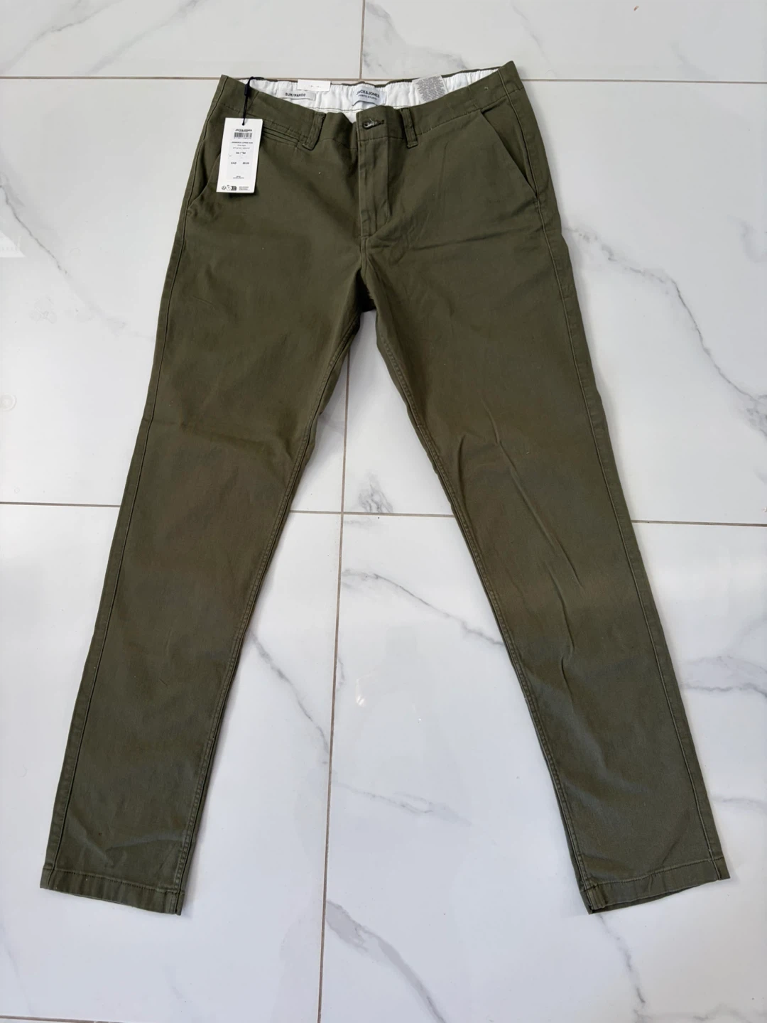 New JACK & JONES Slim Olive pants size  34/34