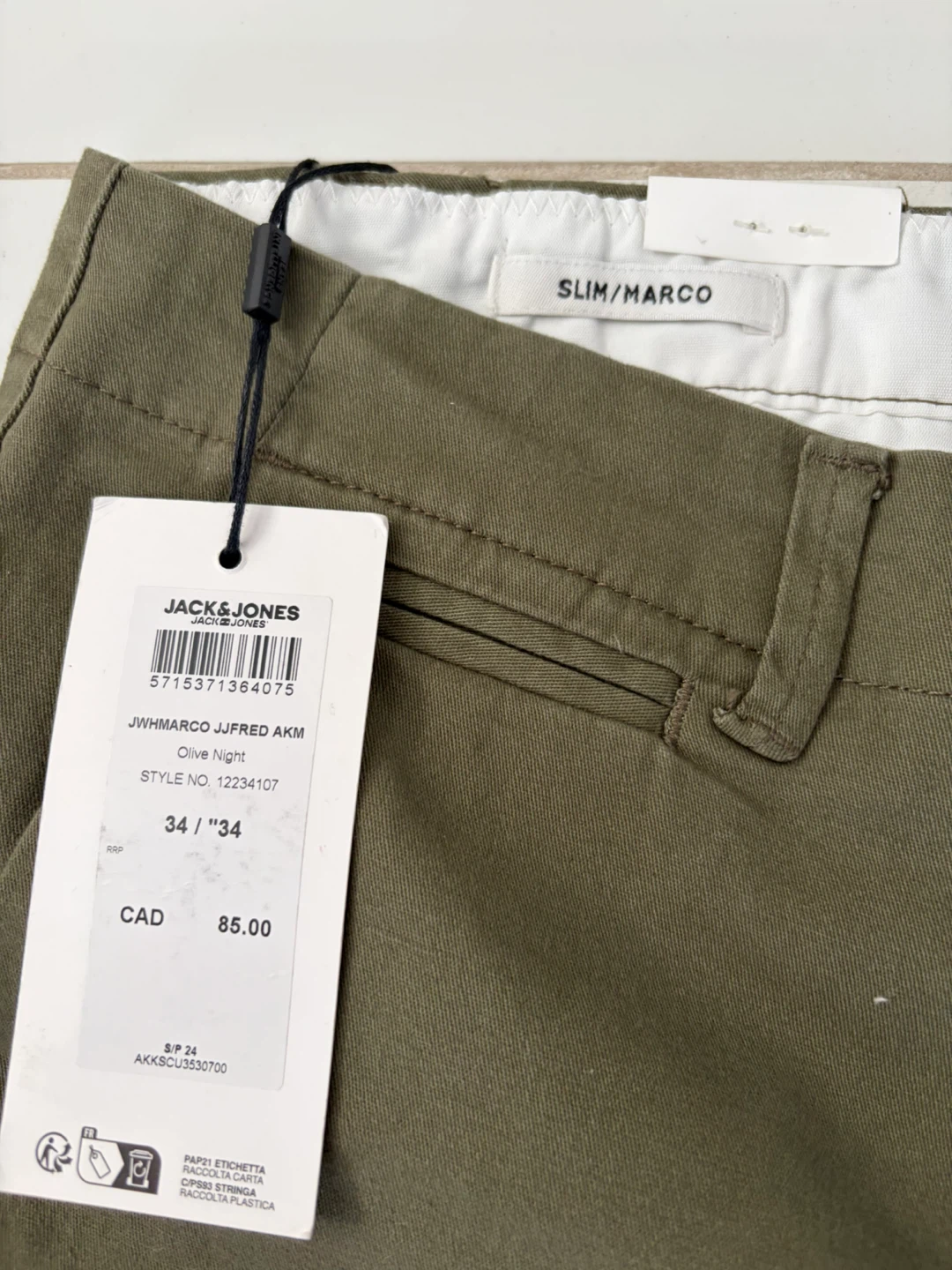 New JACK & JONES Slim Olive pants size  34/34 - photo 2