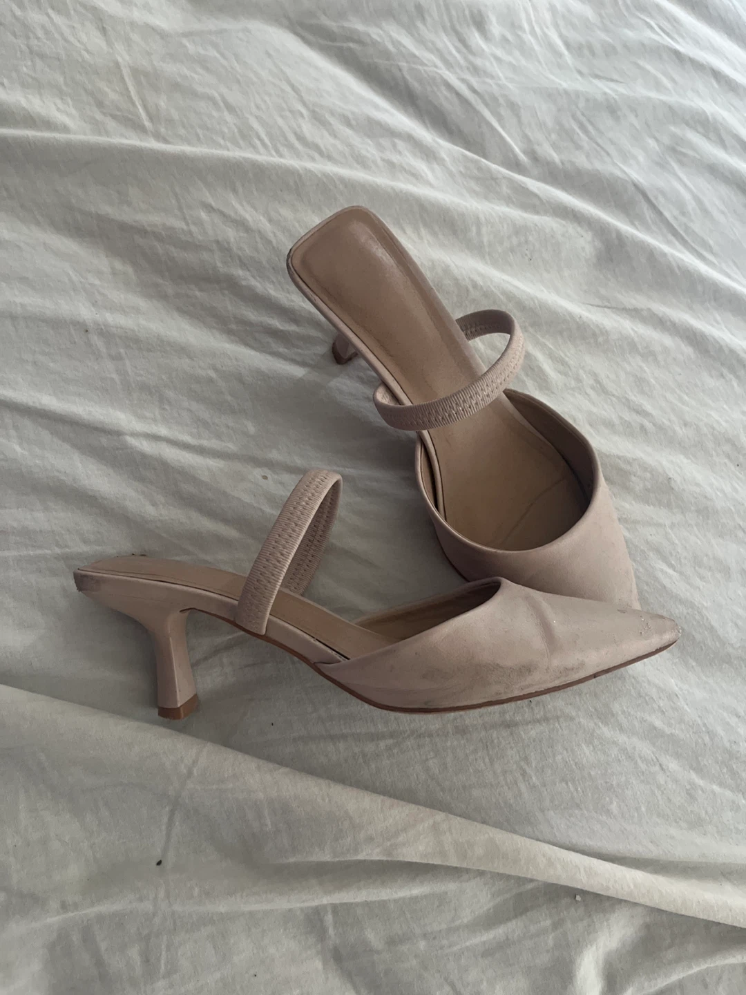 Women's Beige Mule Heels