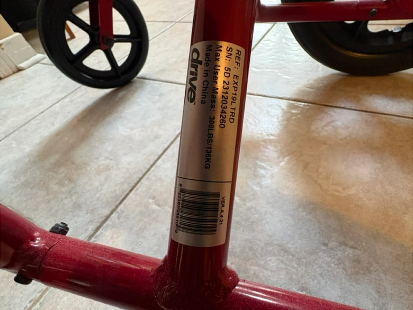 Drive Medical Red Transport Wheelchair - photo 4