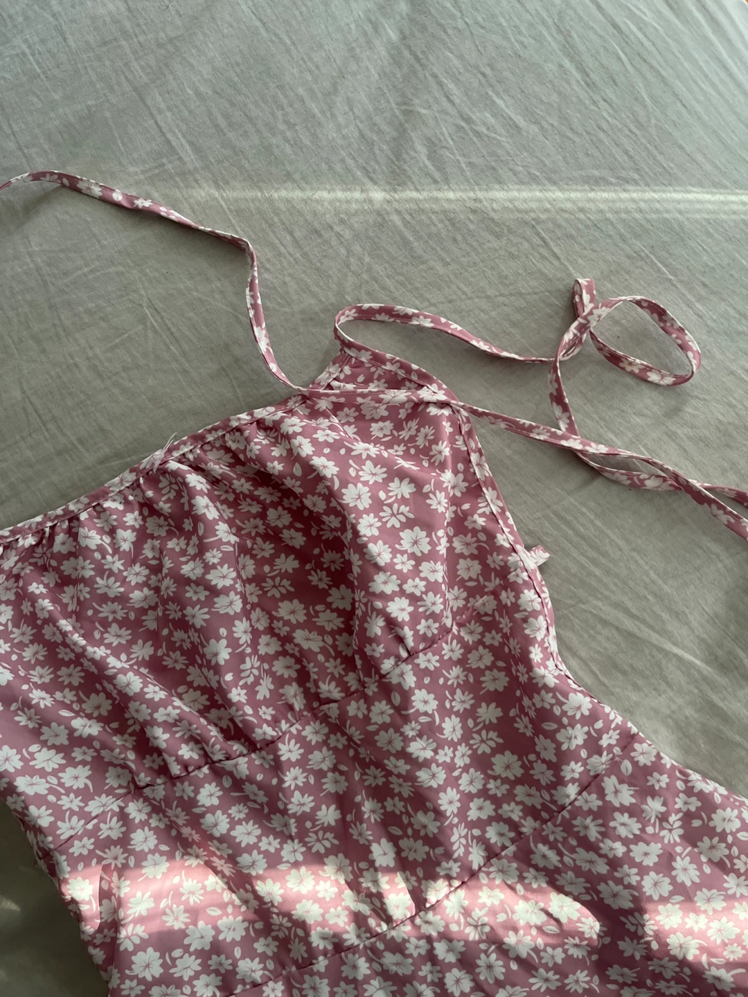 Pink Floral Sundress with Tie Straps - photo 2