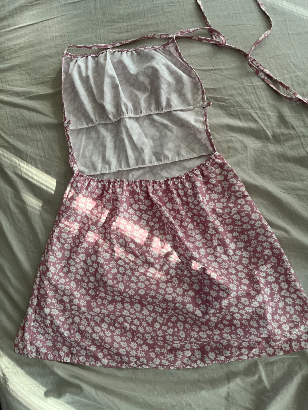 Pink Floral Sundress with Tie Straps - photo 5