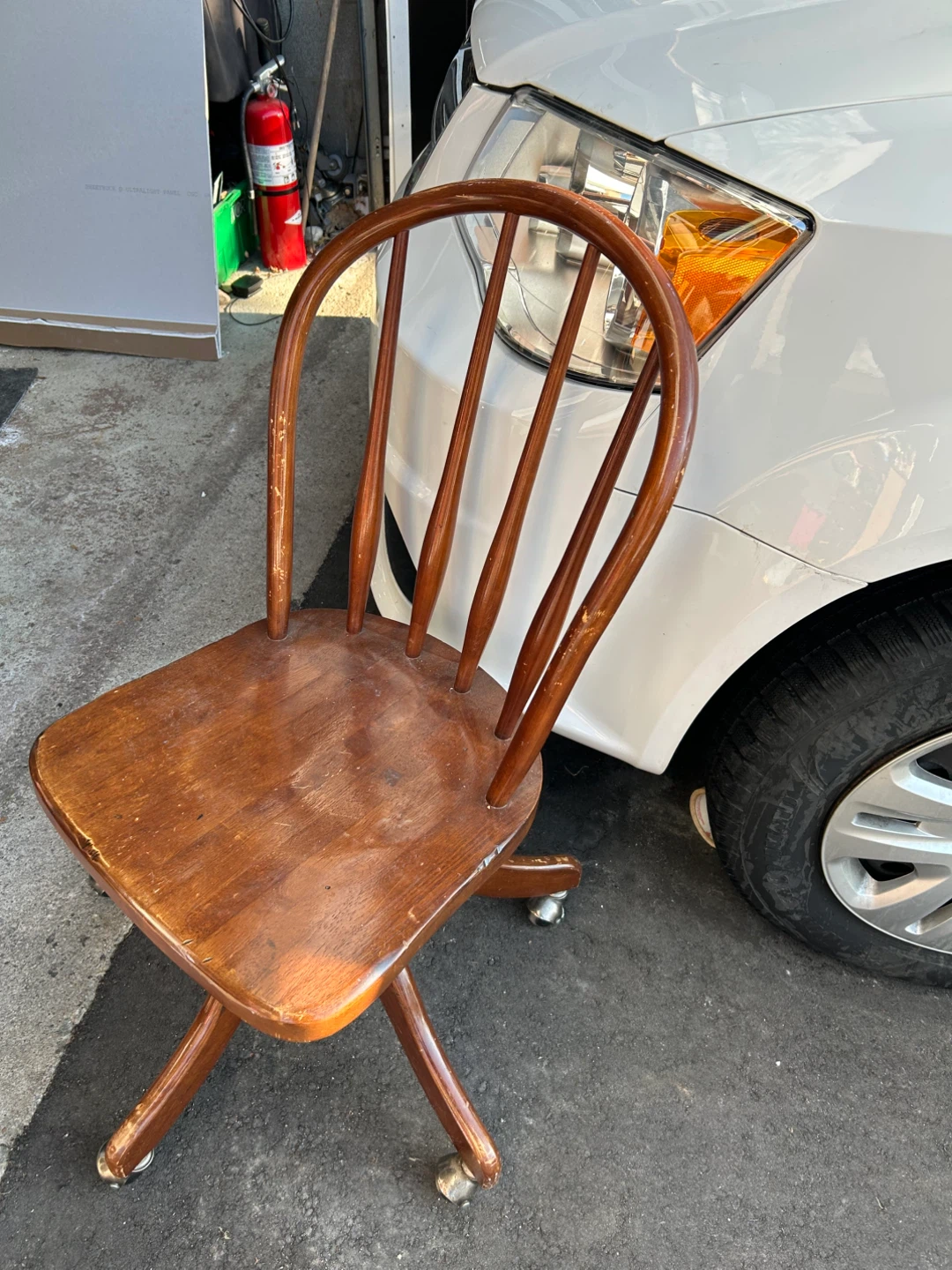 Vintage Wooden Office Chair with Wheels - photo 2