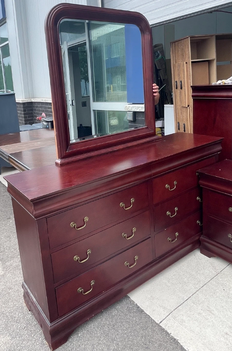 Cherry Wood Dresser with Mirror
