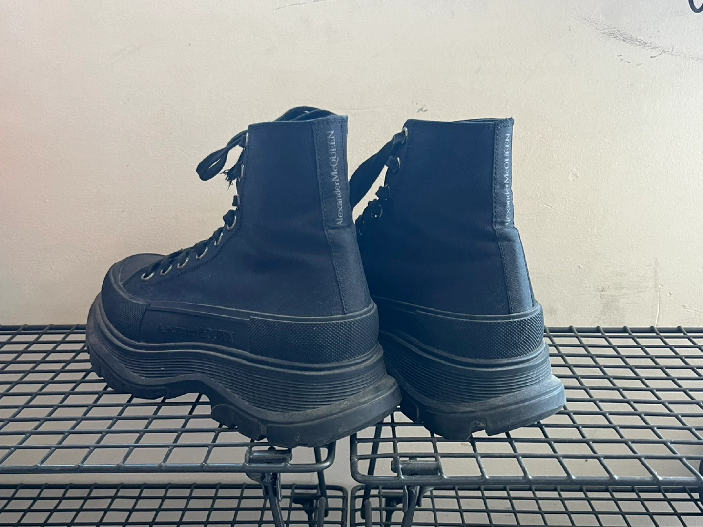 Alexander McQueen Black Canvas Tread Slick Boots - photo 2