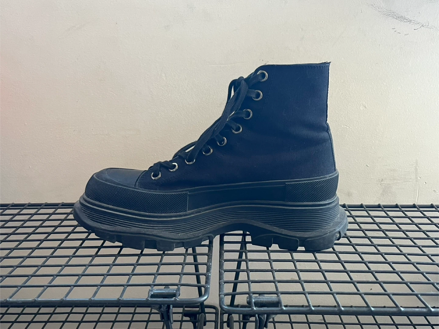 Alexander McQueen Black Canvas Tread Slick Boots - photo 3