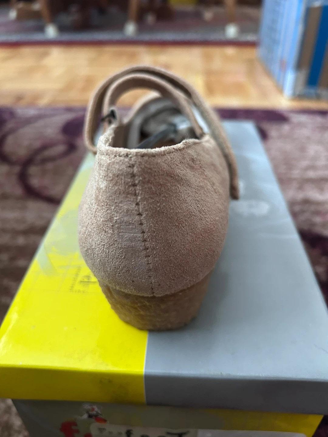 Brand new  size 8  Beige Suede Mary Jane Wedge Shoes - photo 3