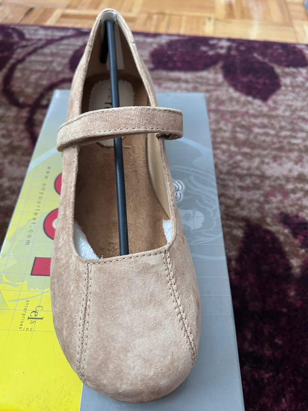 Brand new  size 8  Beige Suede Mary Jane Wedge Shoes