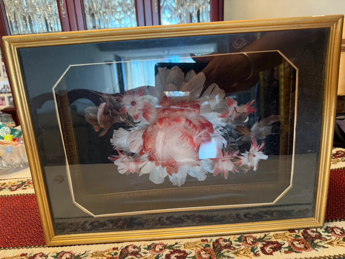 Framed Feather Flower Art