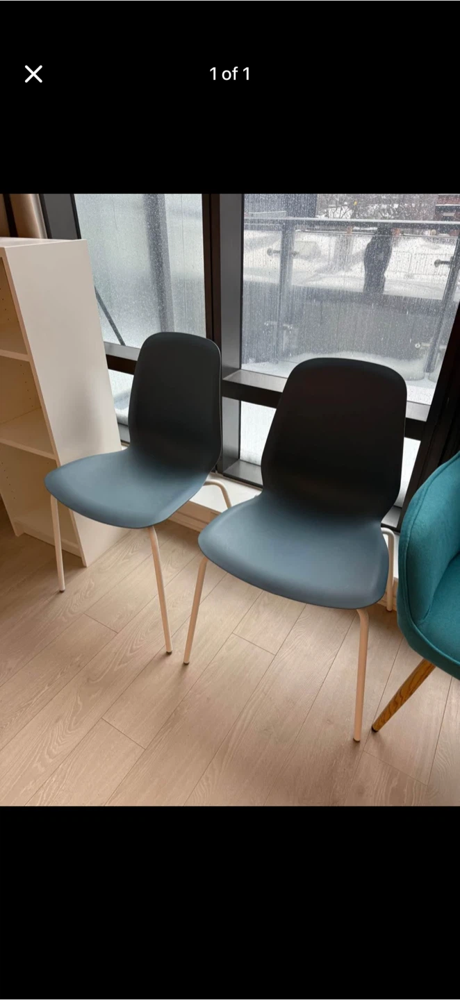 Set of 2 Blue Dining Chairs