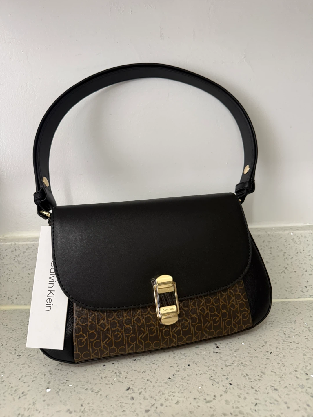Calvin Klein Black & Brown Monogram Shoulder Bag - photo 2