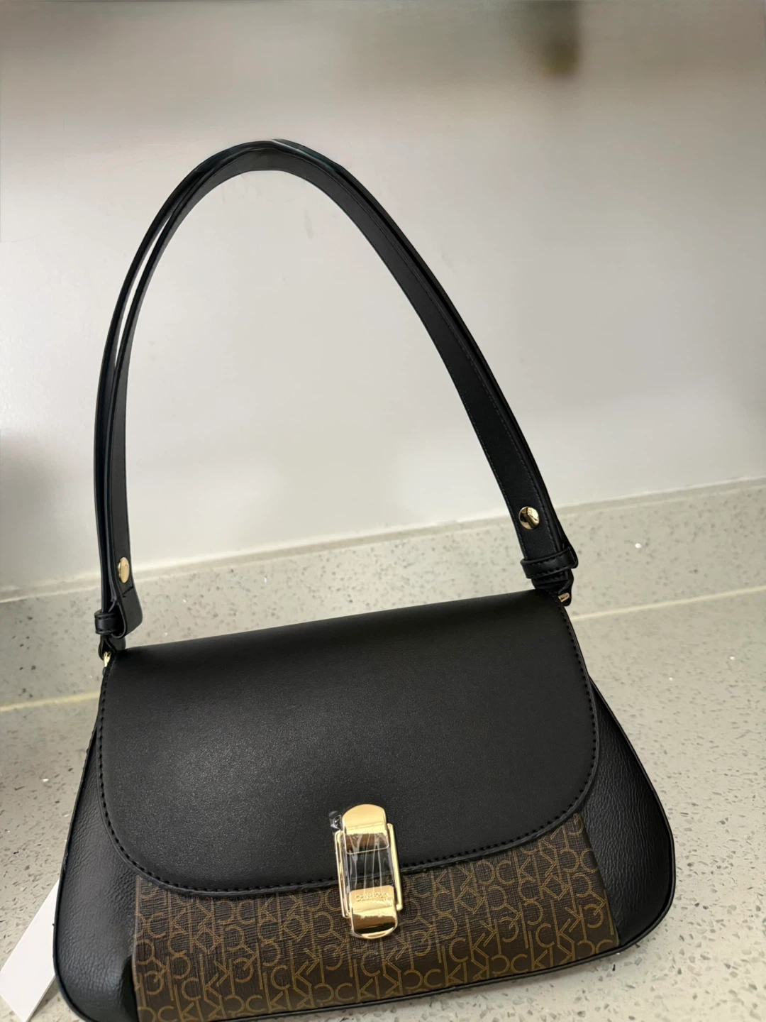Calvin Klein Black & Brown Monogram Shoulder Bag - photo 3