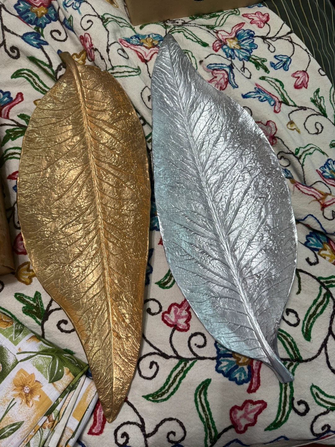 Gold and Silver Leaf Decorative Trays (Set of 2)