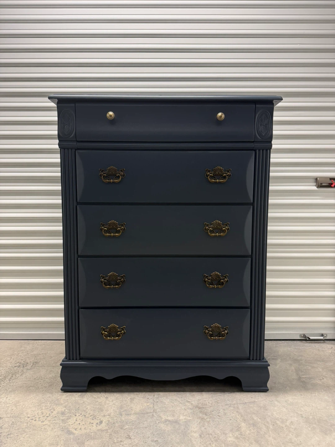🚨Free Delivery NJ/NY Navy Blue Solid Wood Dresser - 5 Drawers