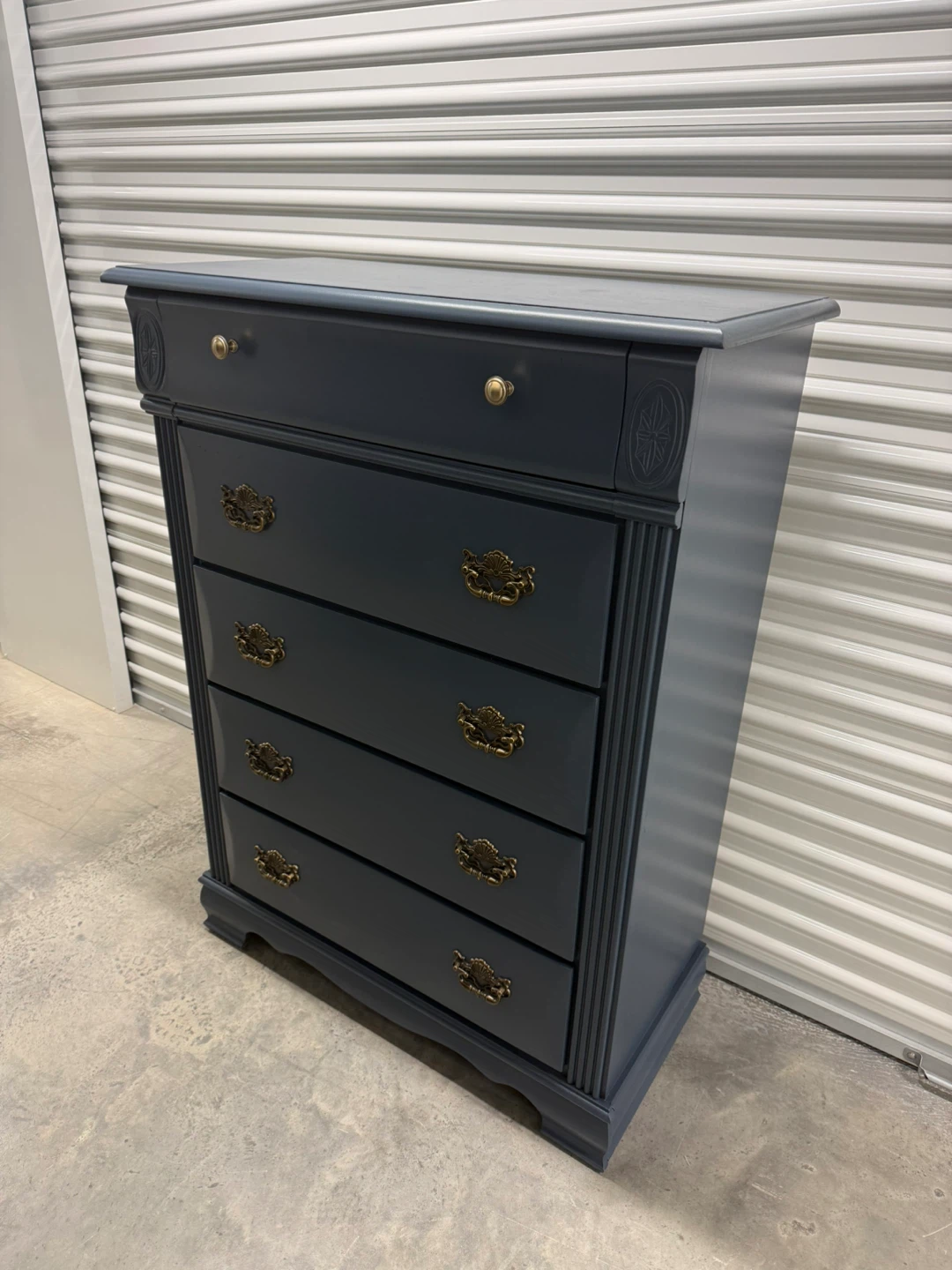 🚨Free Delivery NJ/NY Navy Blue Solid Wood Dresser - 5 Drawers - photo 3