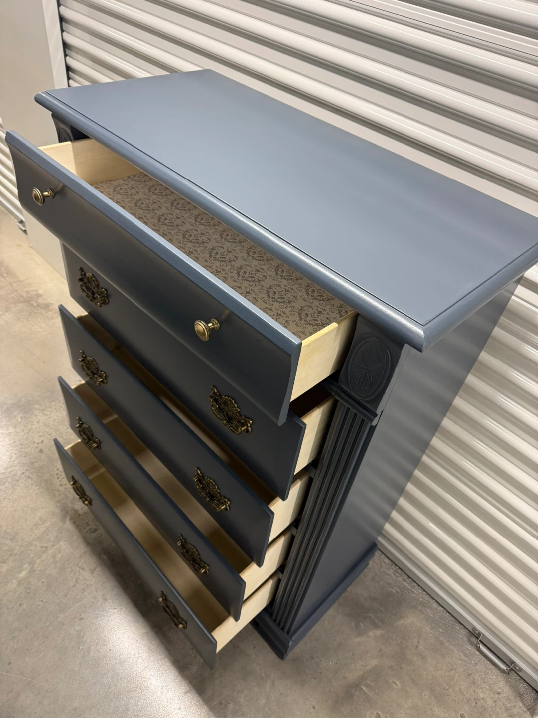 🚨Free Delivery NJ/NY Navy Blue Solid Wood Dresser - 5 Drawers - photo 4