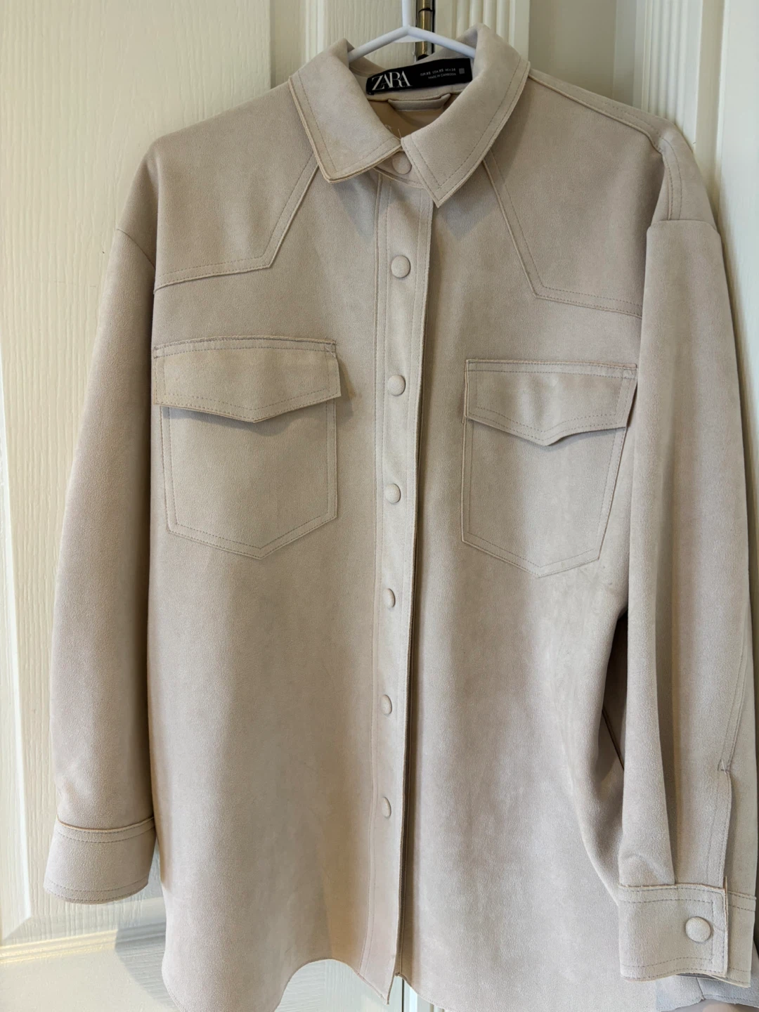 ZARA Beige Suede Shirt Jacket