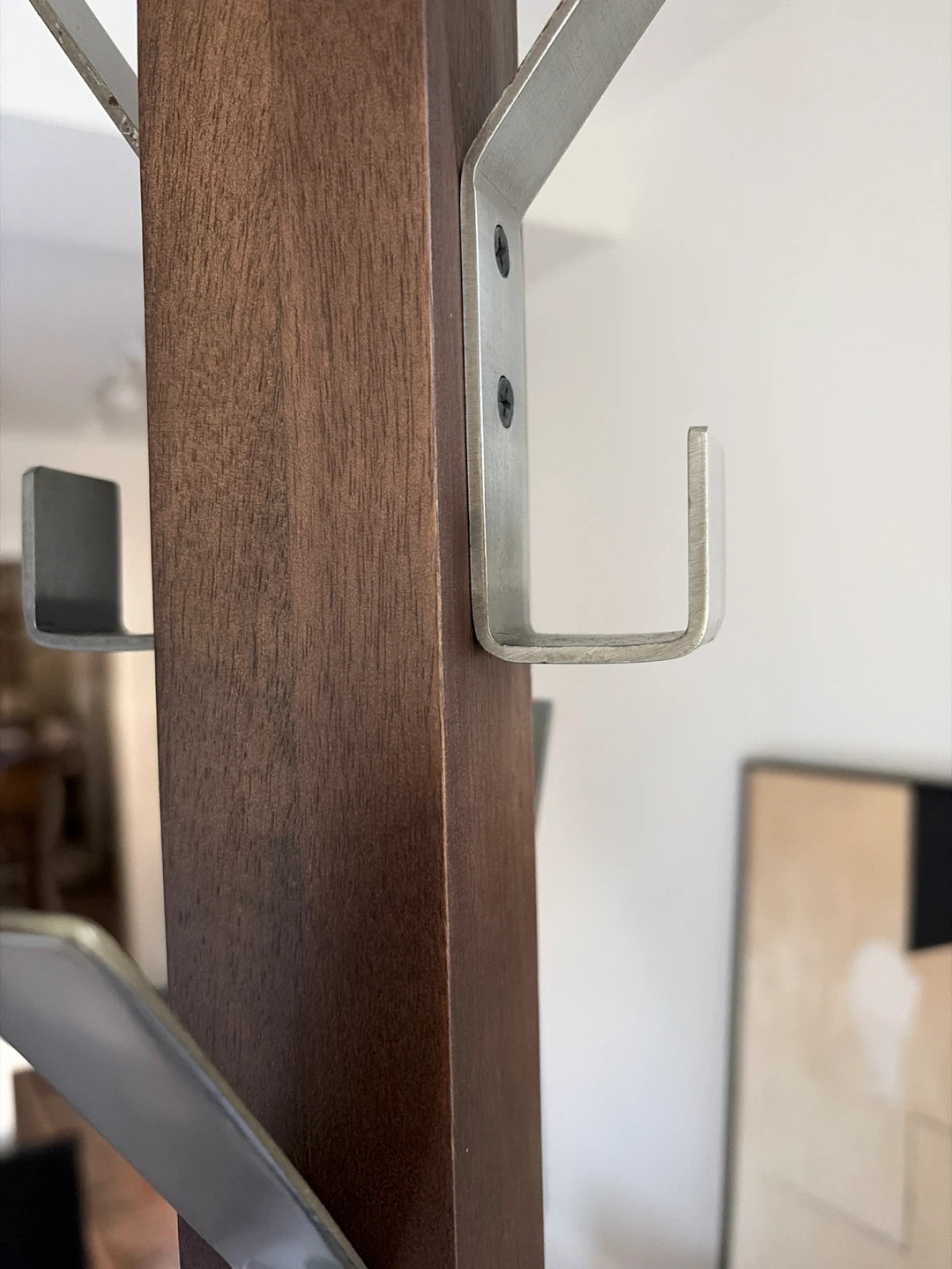 Crate and Barrel Wooden Coat Rack with Metal Hooks - photo 5