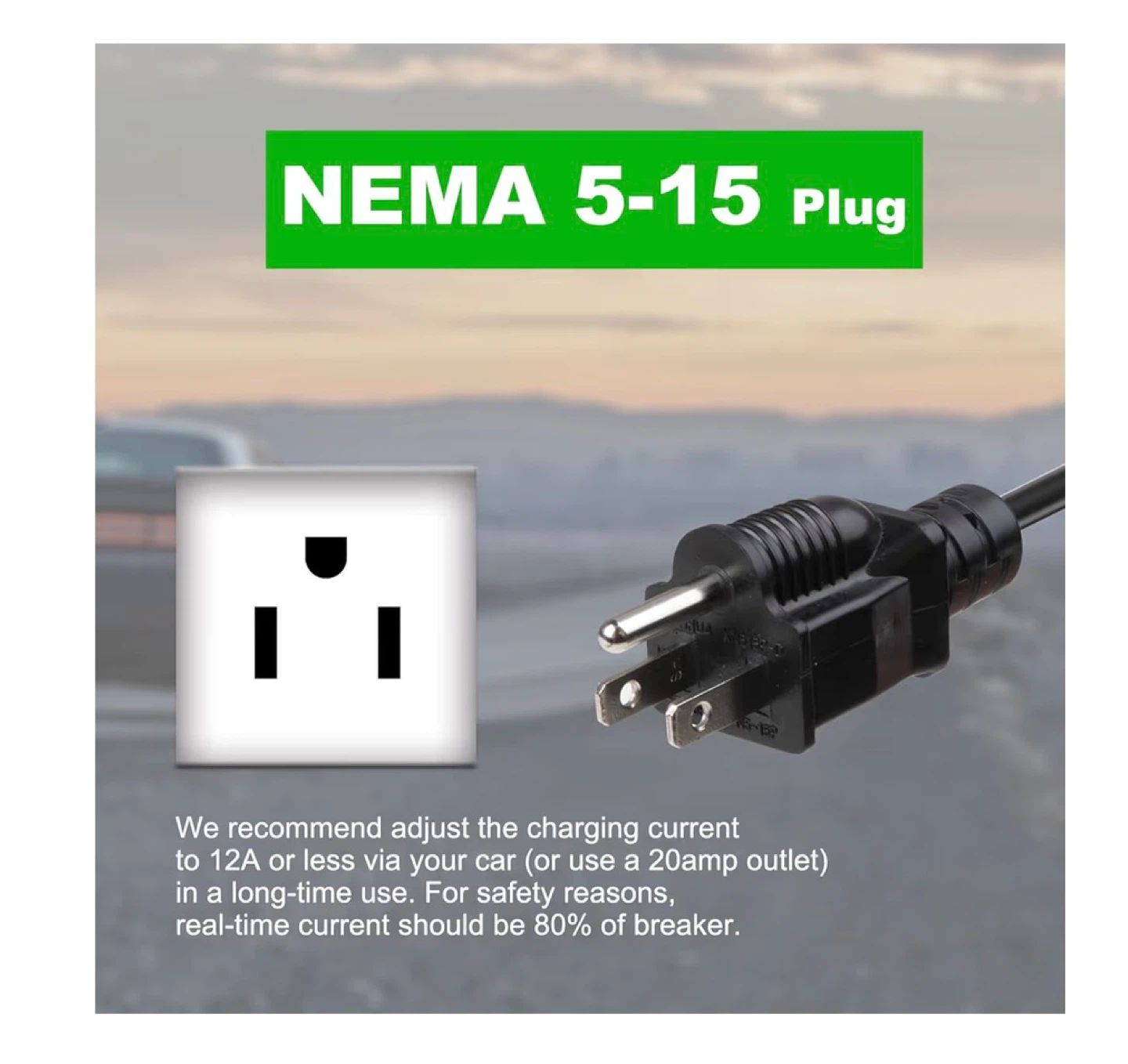 EV Charger Level1 15A 110V 20ft SAE J1772 Charging Station EV12 - photo 5