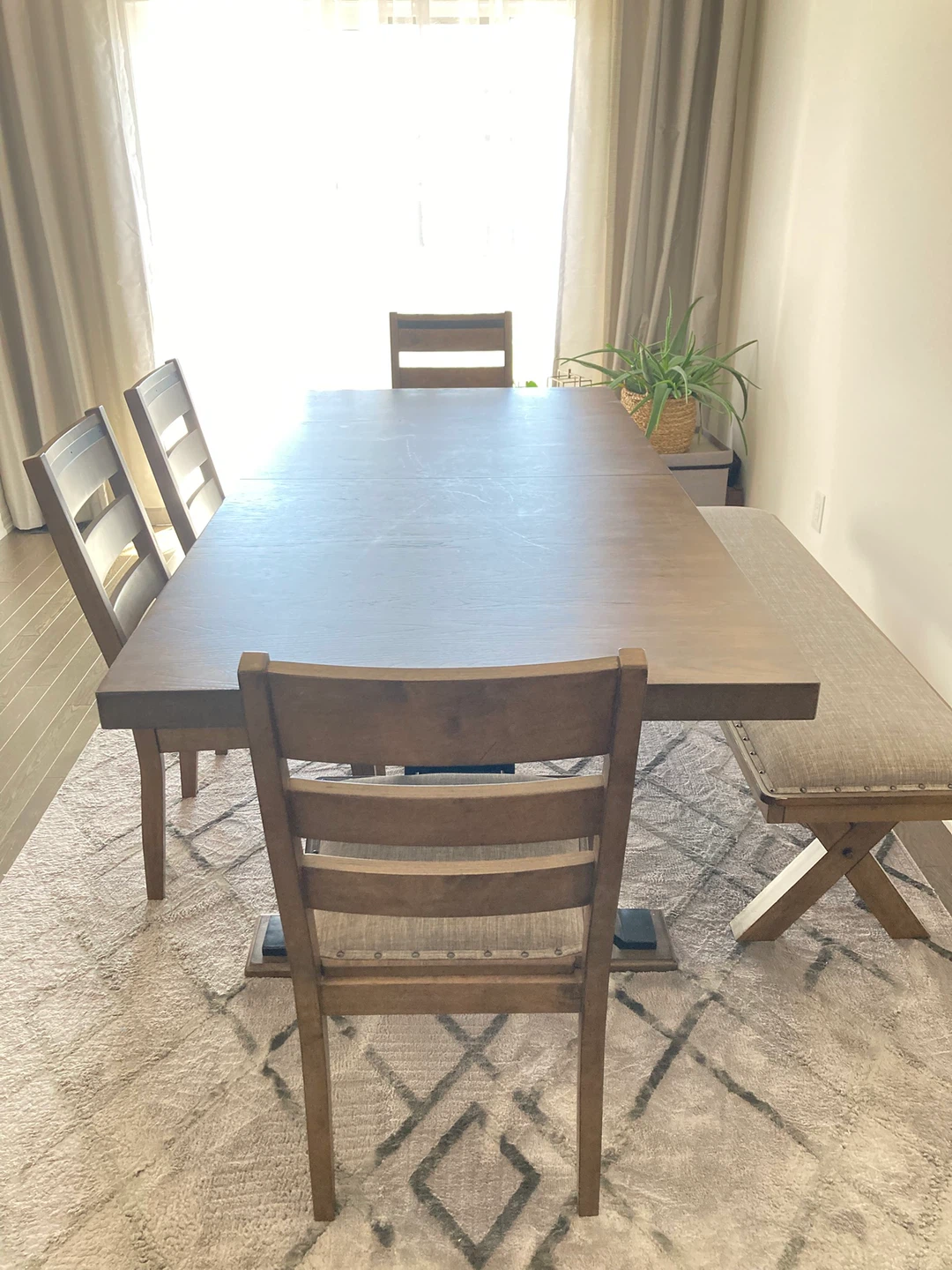Wooden Dining Table Set with 4 Chairs and Bench - photo 2