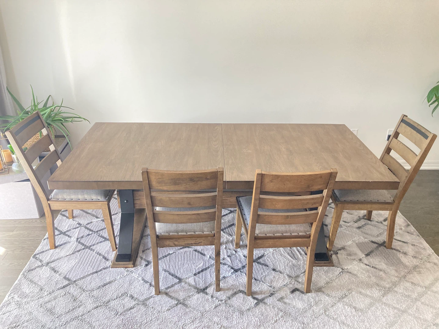 Wooden Dining Table Set with 4 Chairs and Bench