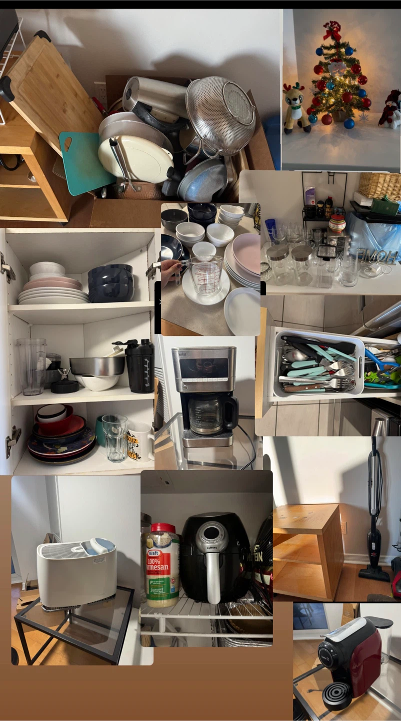 various kitchen and household utensils