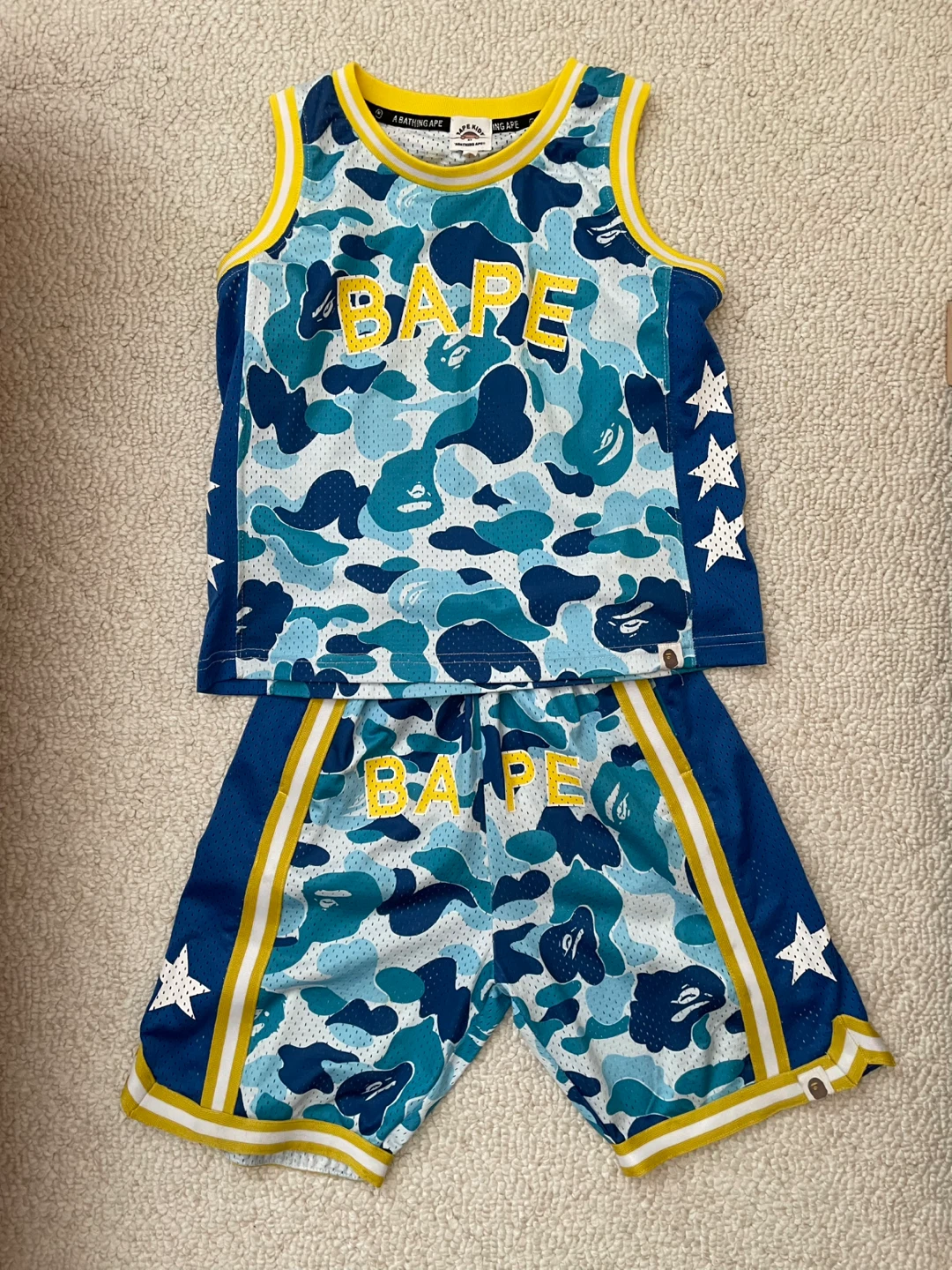 (4/5T) BAPE basketball jersey & shorts set