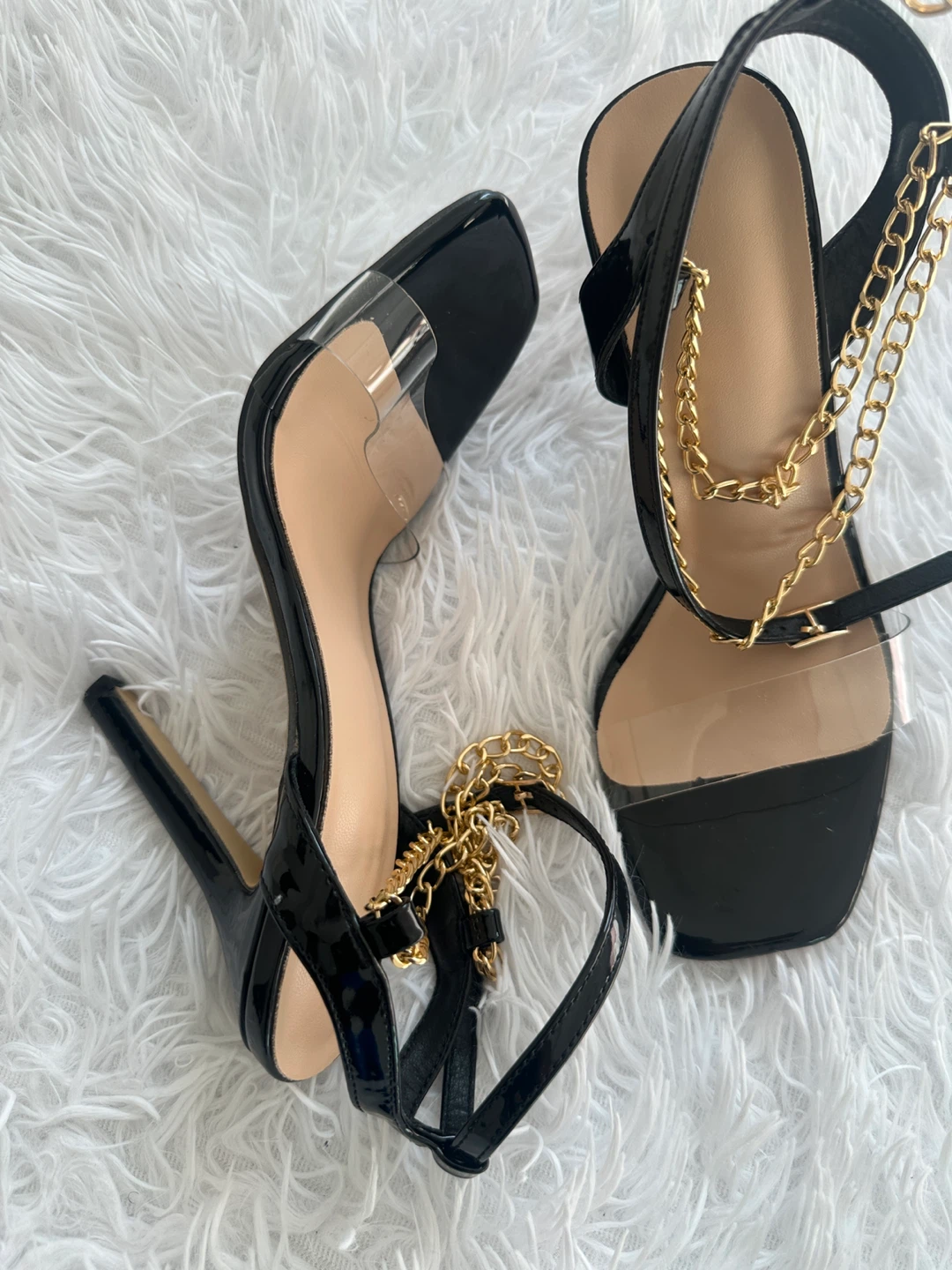 Black Patent Chain Stiletto Heels