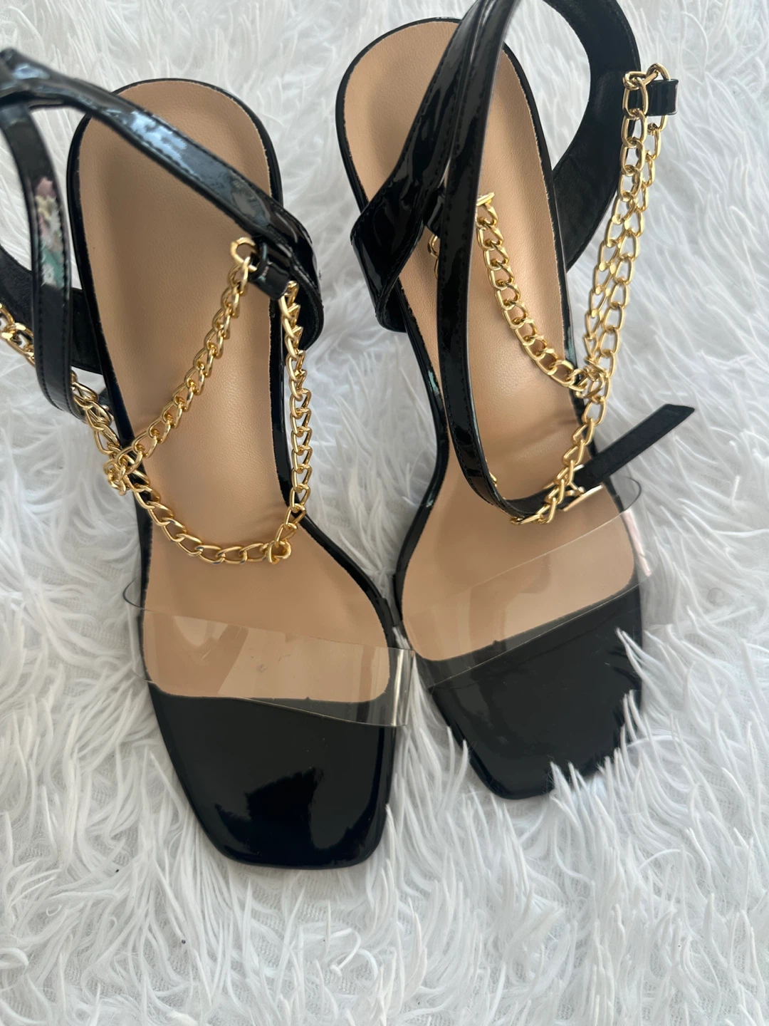 Black Patent Chain Stiletto Heels - photo 2