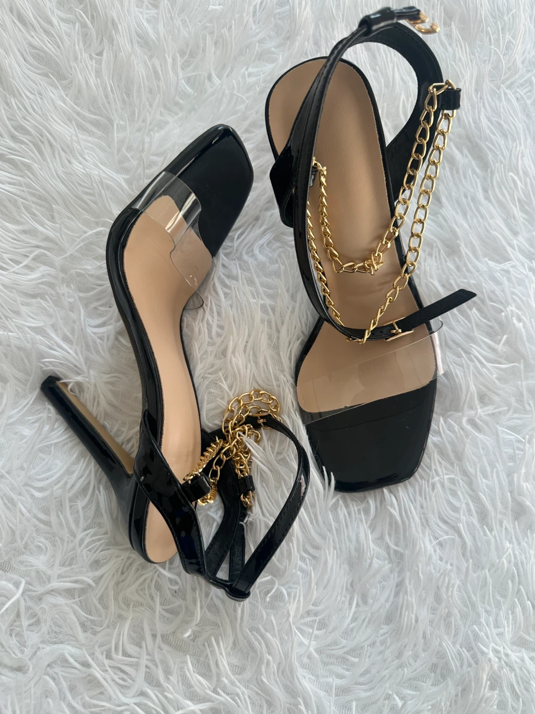 Black Patent Chain Stiletto Heels - photo 3