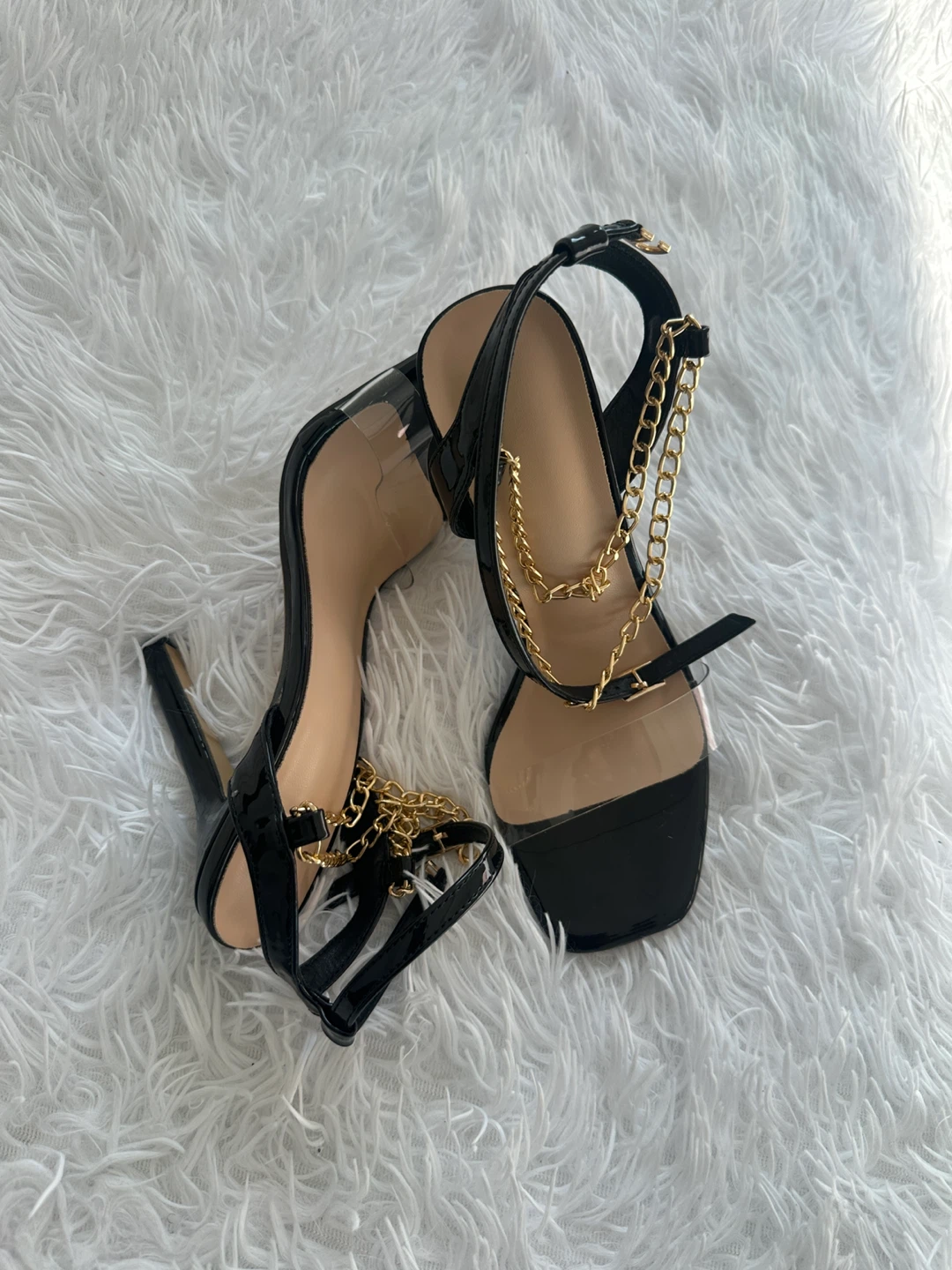 Black Patent Chain Stiletto Heels - photo 5