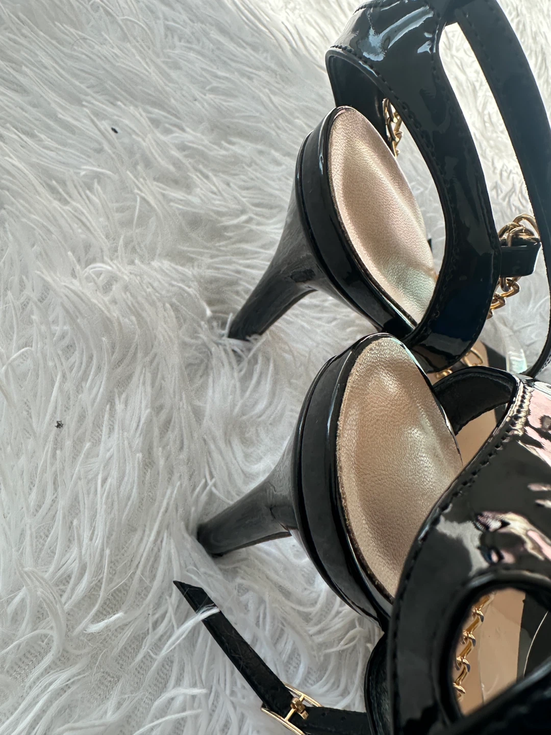 Black Patent Chain Stiletto Heels - photo 4