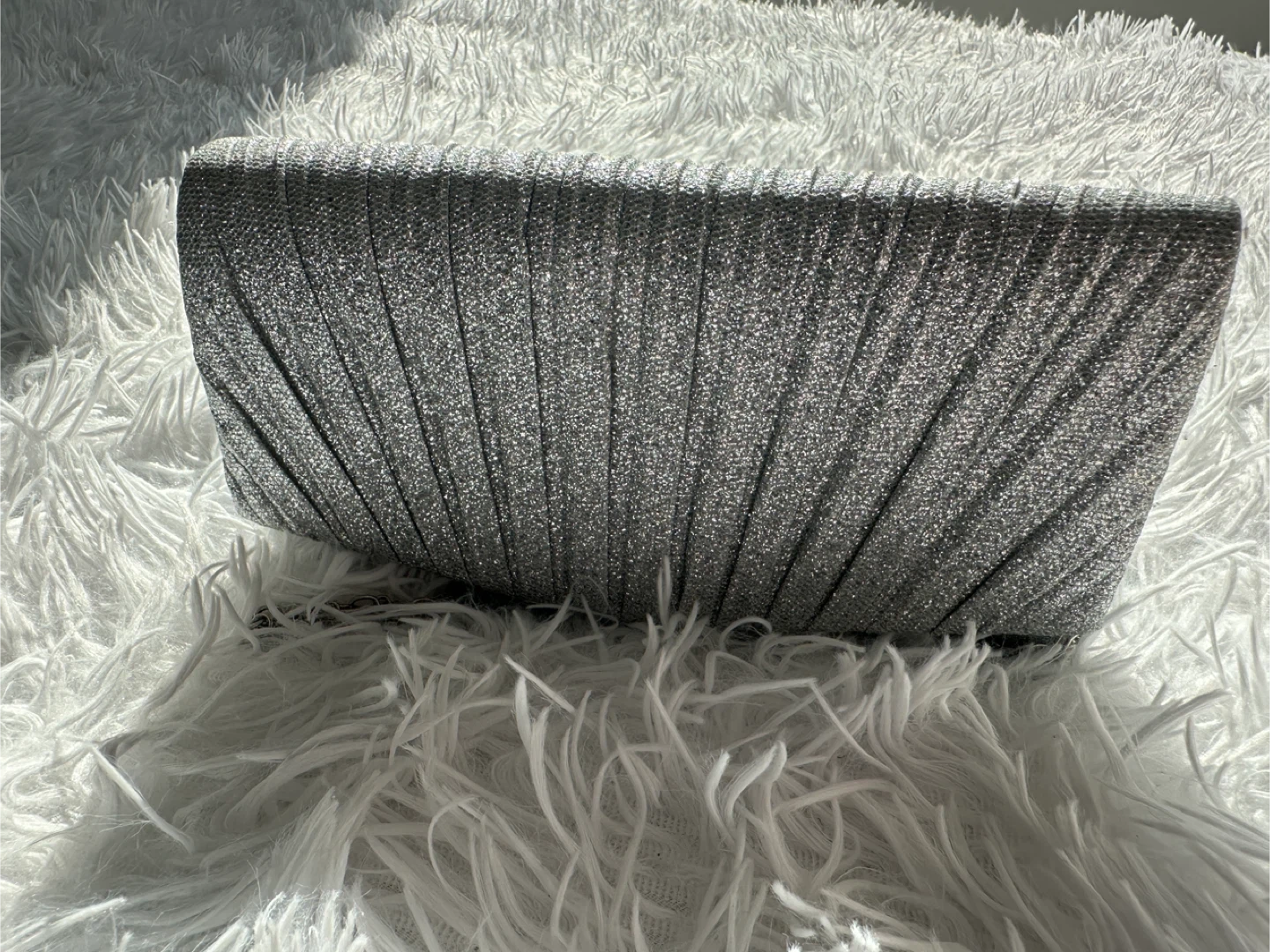 Silver Pleated Clutch Purse