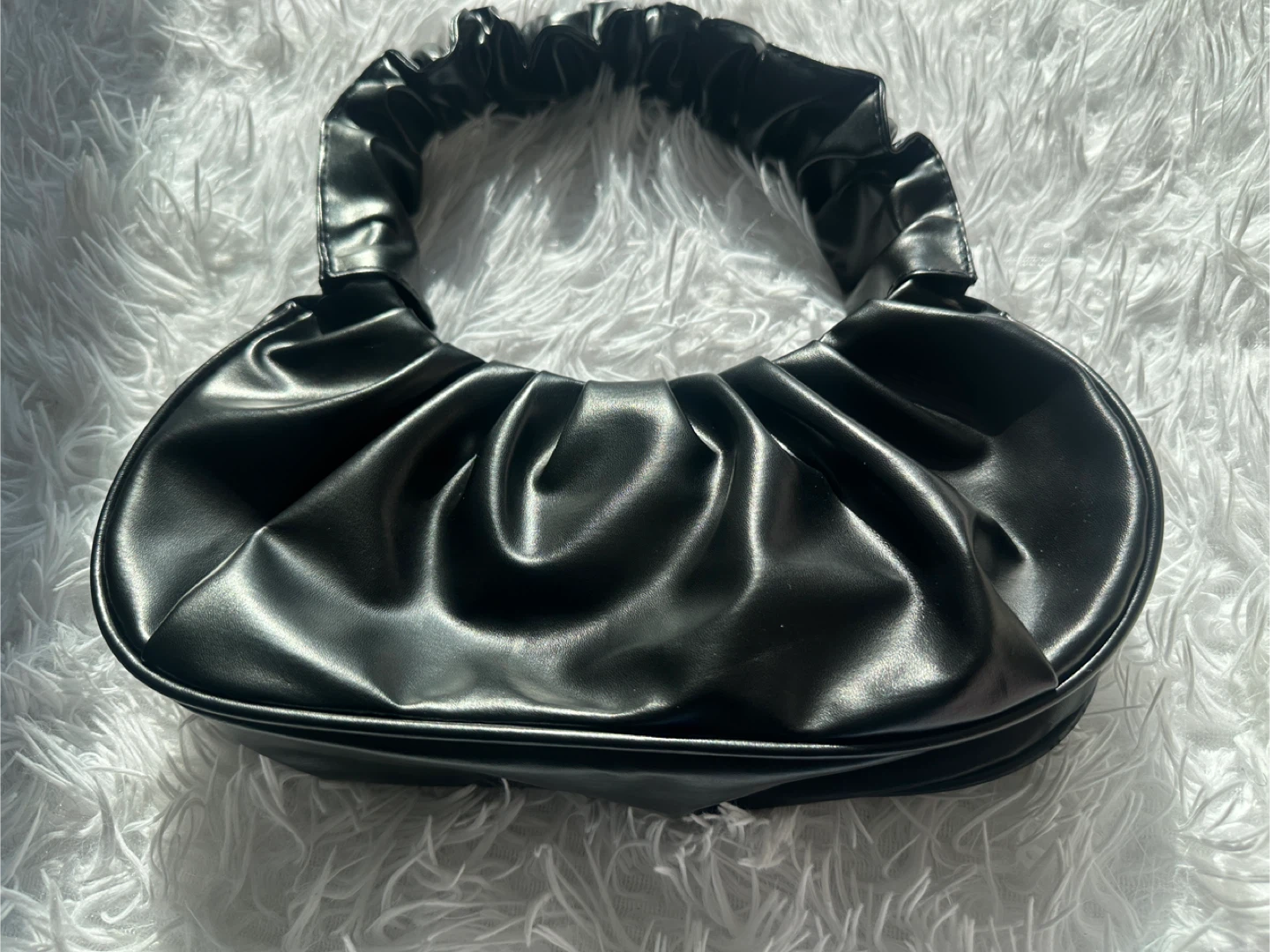 Black ruched handbag