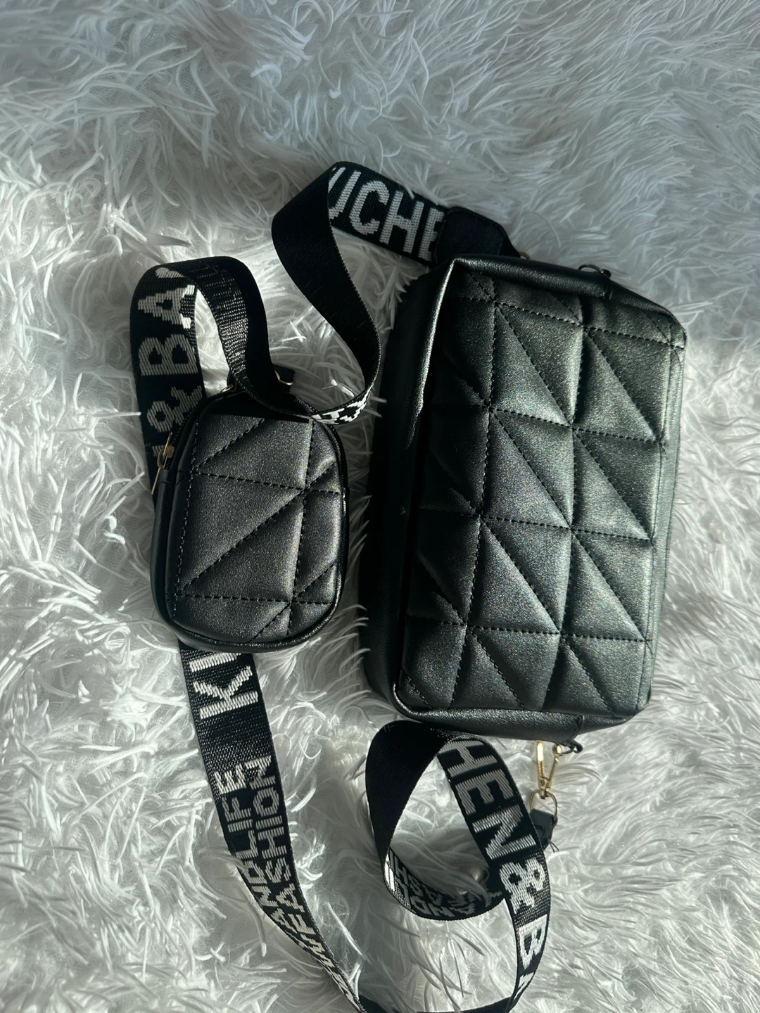 Black Quilted Crossbody Bag with Coin Pouch - photo 5