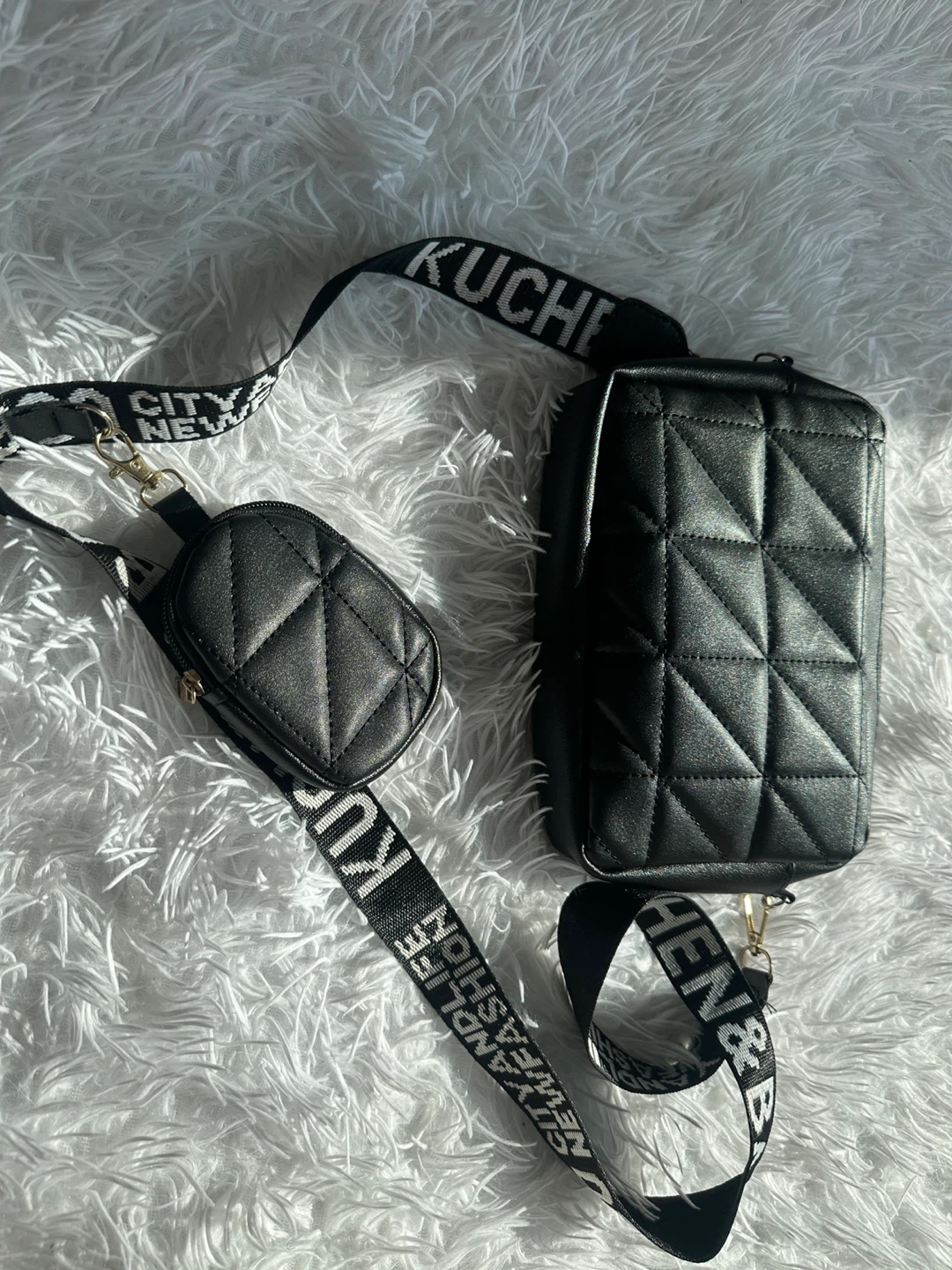 Black Quilted Crossbody Bag with Coin Pouch - photo 4
