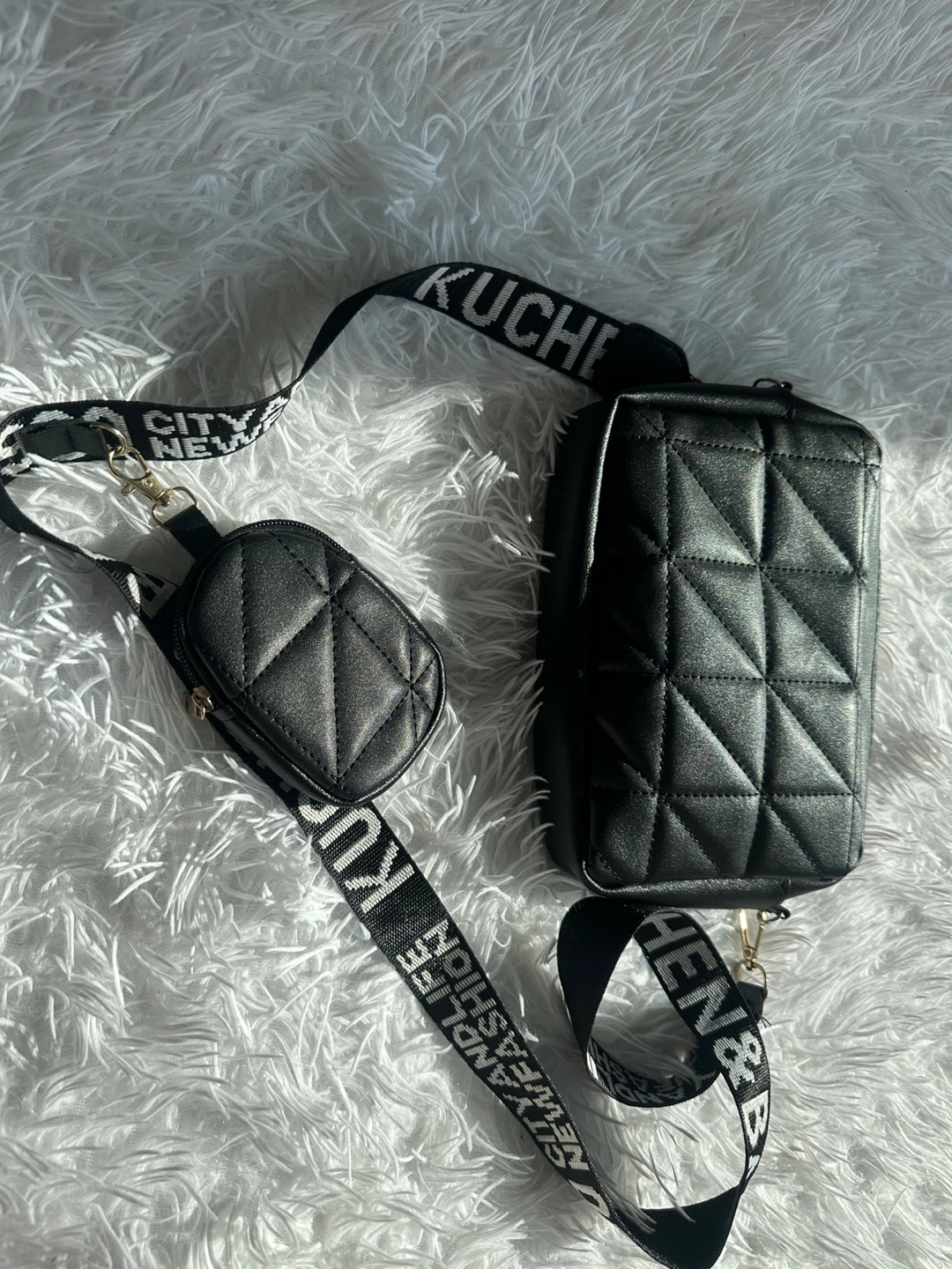 Black Quilted Crossbody Bag with Coin Pouch - photo 3