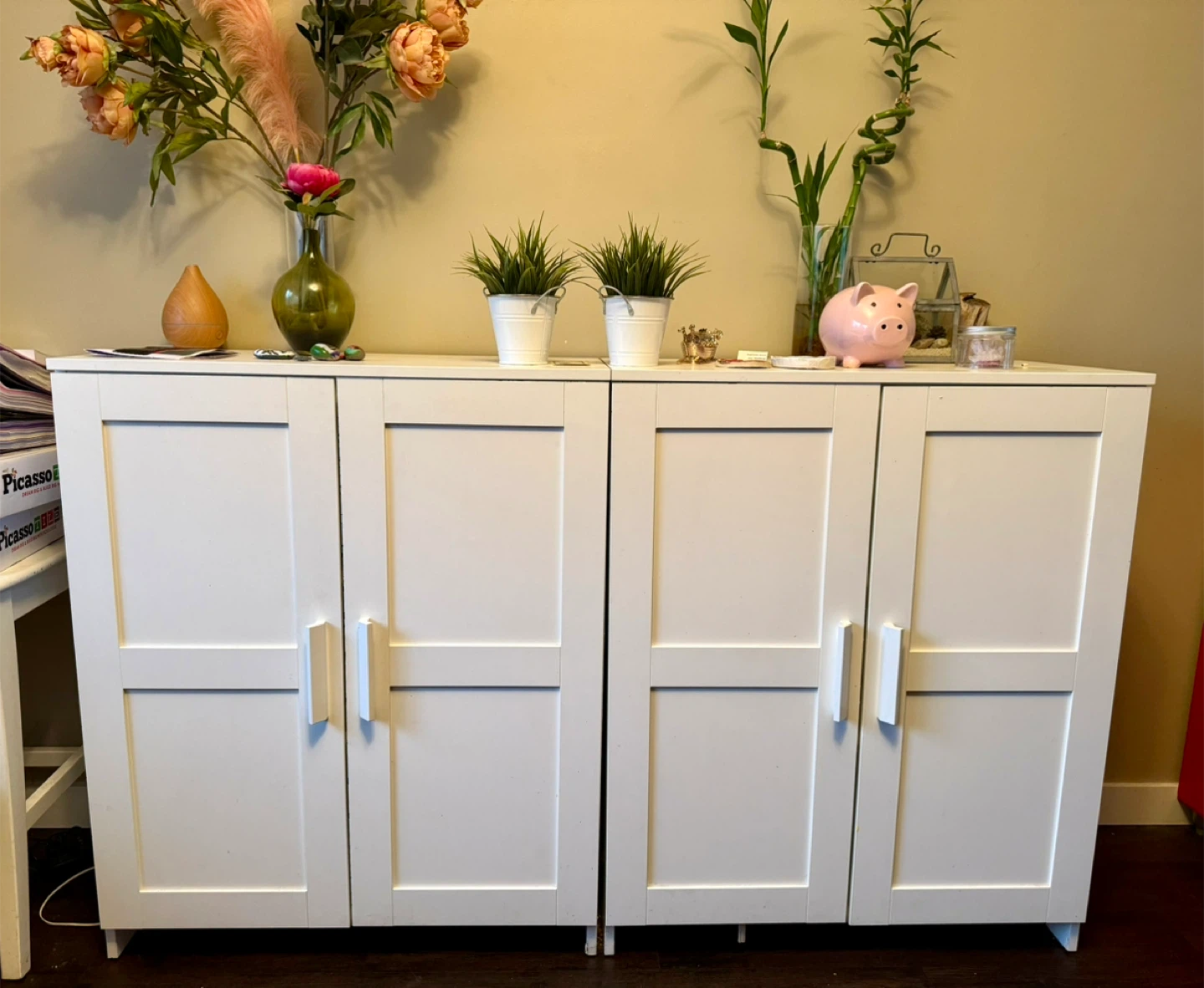 2 White IKEA HEMNES 2-door Cabinet