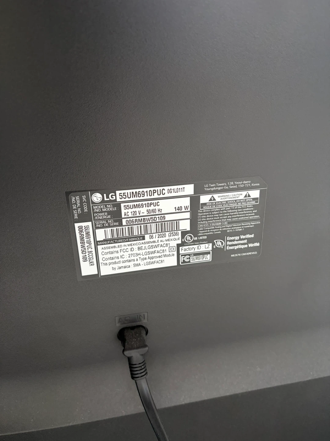 LG 55UM6910PUC 55" 4K UHD Smart TV
