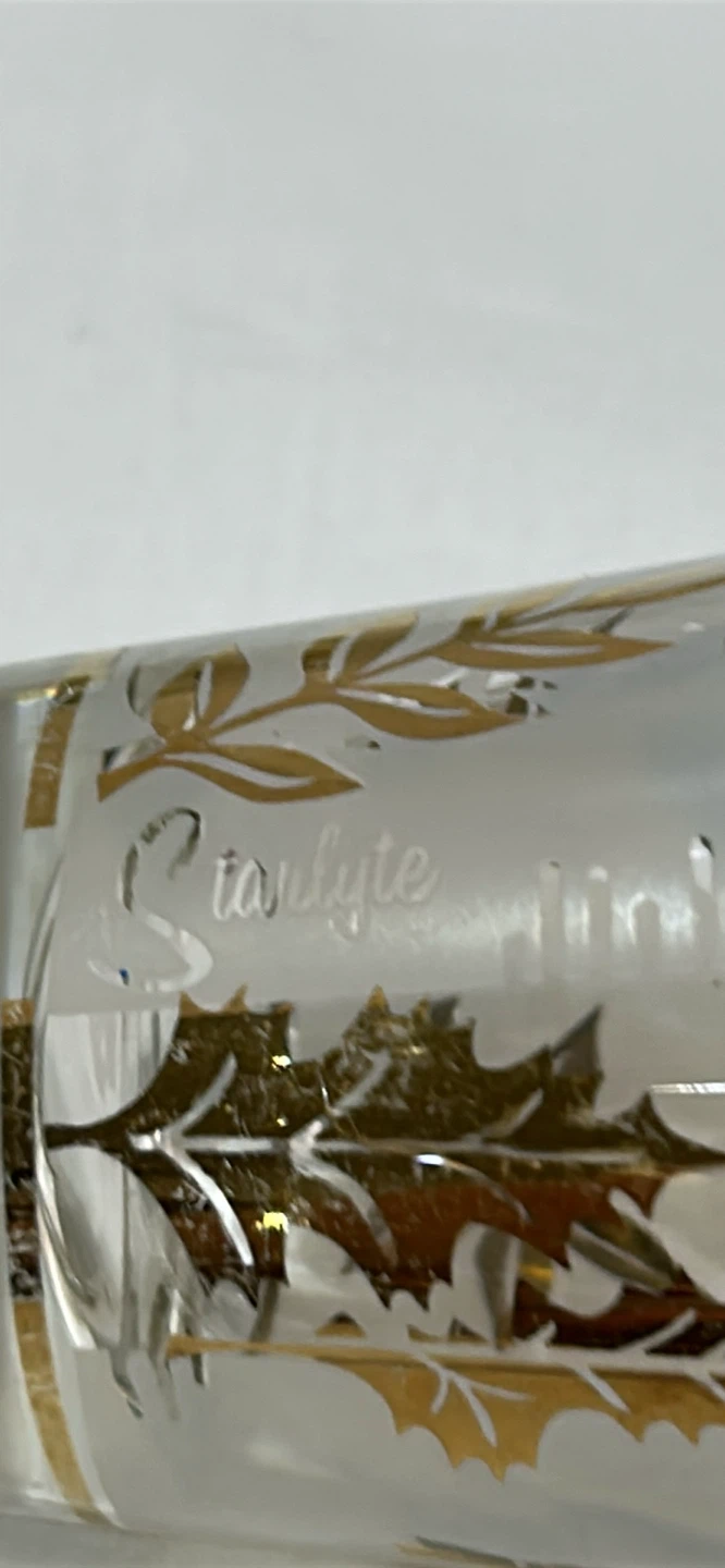 Set of 12 Starlyte Frosted Shot Glasses with Gold Leaf Design - photo 2