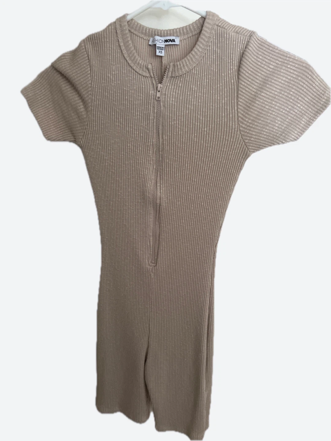 Fashion Nova Ribbed Zipper Romper