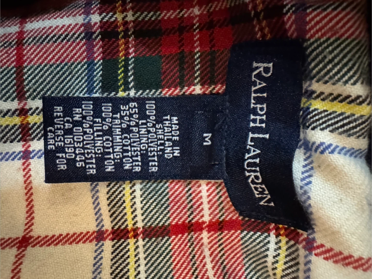 Ralph Lauren Quilted Barn Coat Navy Blue Plaid Lined Size M - photo 5