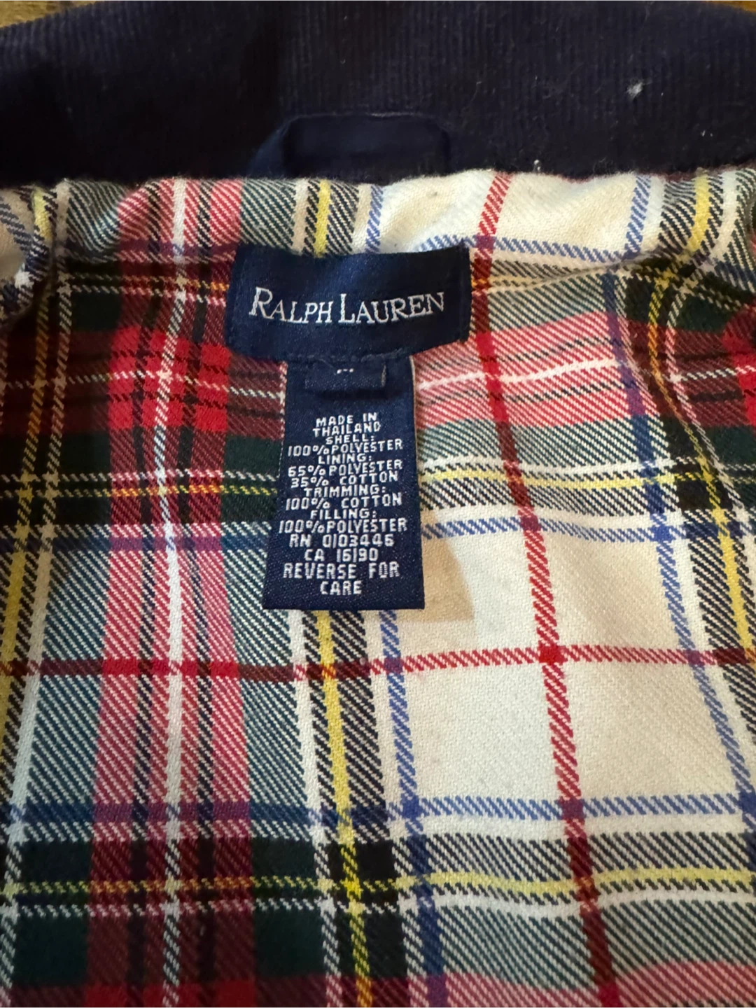 Ralph Lauren Quilted Barn Coat Navy Blue Plaid Lined Size M - photo 3