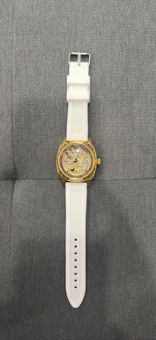 Men's White-Golden Vintage Roman Mechanical Watch - photo 5